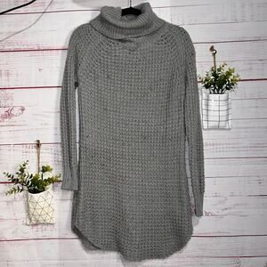 Listicle Gray Sprinkle Chunky Knit Turtleneck Tunic Sweater Medium / Large